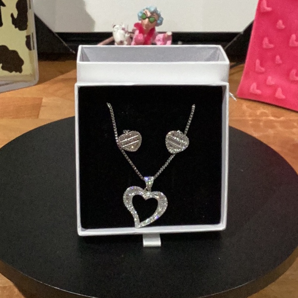 Elegant Dainty Heart Heart Necklace and Earring Set